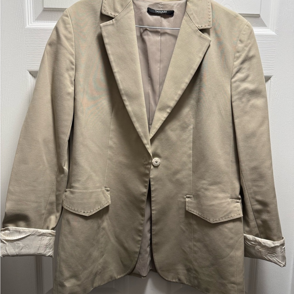 Tahari Tan Blazer with Button Closure